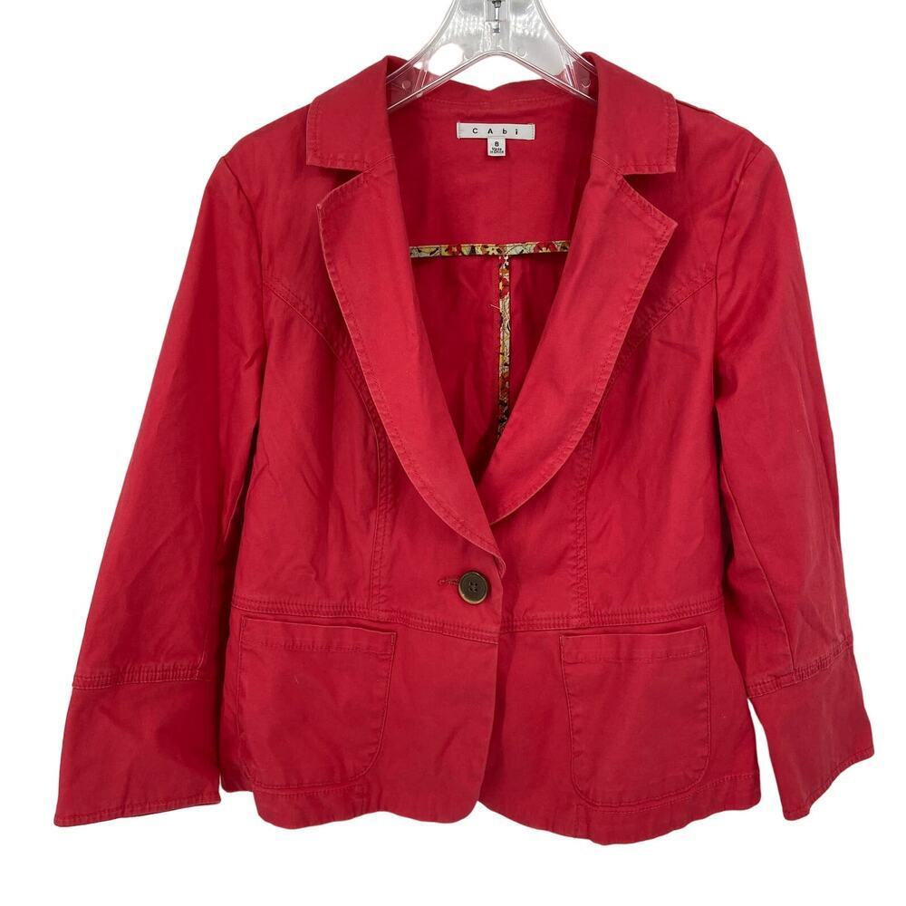 Cabi Blazer Jacket Size 8 Red Single Button Notch… - image 1